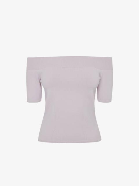 Alexander McQueen Women's Off-the-shoulder Knit Top in Porcelain