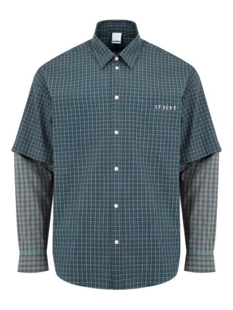 le PÈRE detached-sleeve check shirt