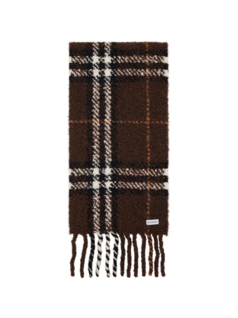 Burberry Brown Check Alpaca Wool Blend Bouclé Scarf
