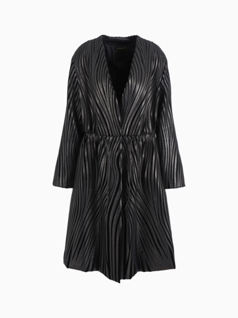 GIORGIO ARMANI EMBROIDERED NAPPA LEATHER AND VELVET COAT