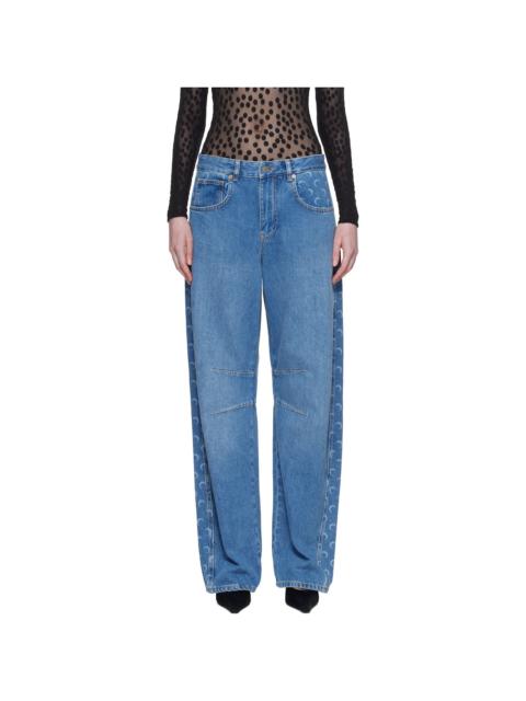 Marine Serre Blue Barrel Denim Jeans