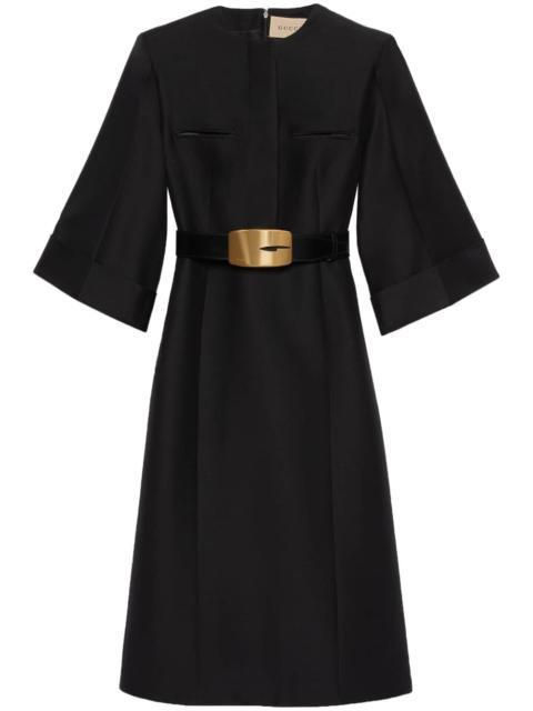 GUCCI belted-waist fitted midi dress