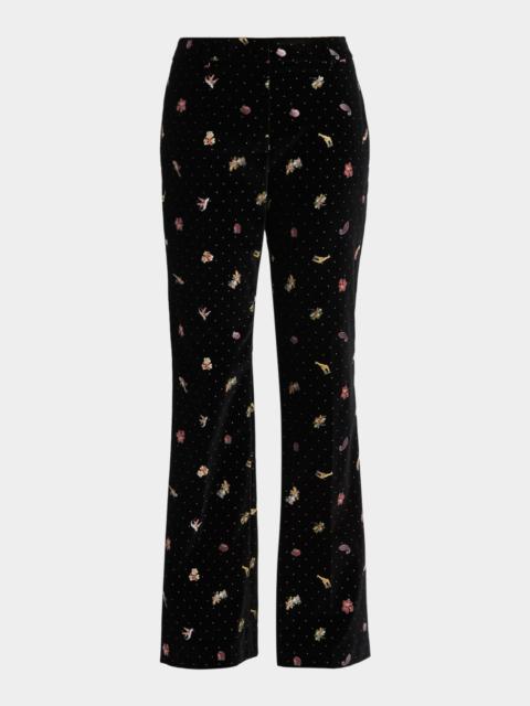 Etro Polka-Dot Velvet Flare Trousers