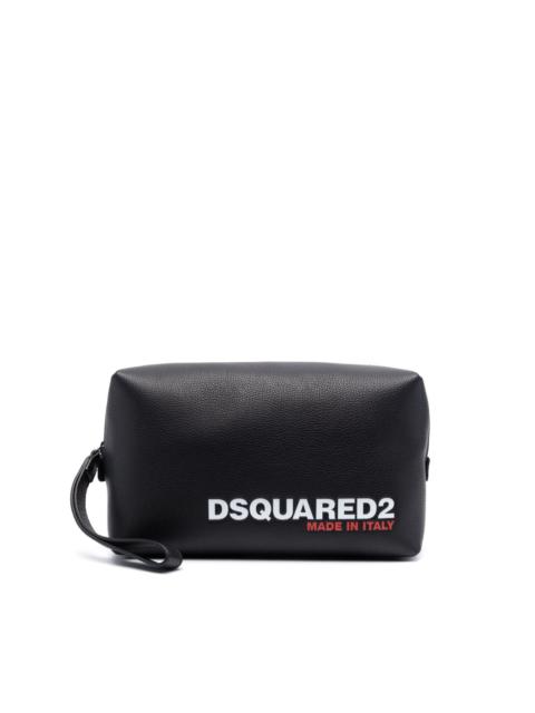 DSQUARED2 logo-print leather wash bag