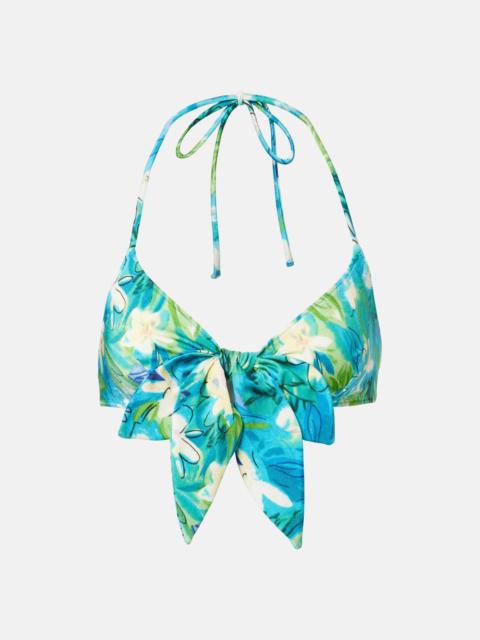 Chloé Bow-detail floral bikini top