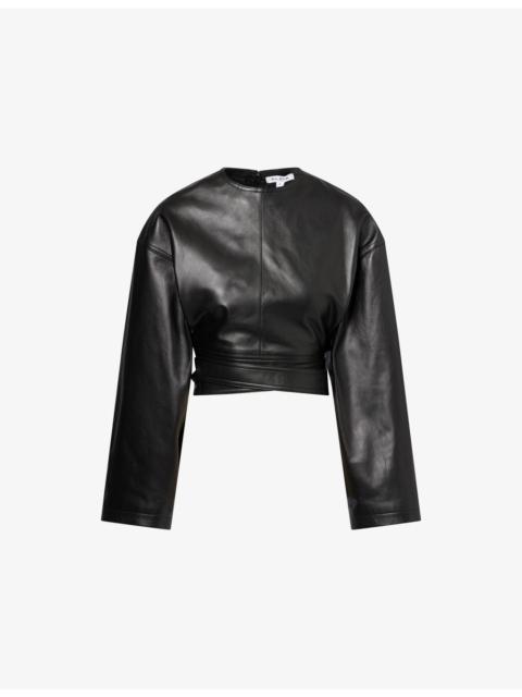 Alaïa Belted Cropped Leather Top