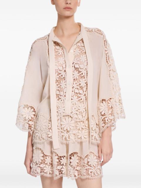 ELIE SAAB macramé silk blouse