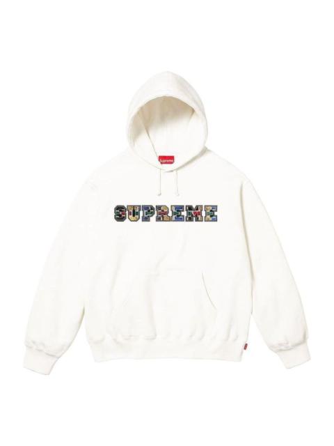 Supreme FW23 Week4 Collegiate Patchwork Leather Hoodie 'White' SUP-FW23-084