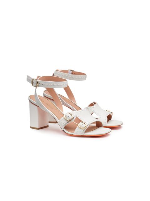 Santoni Women's white leather high-heel sandal