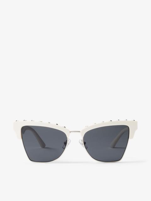Maxime
White Butterfly Frame Sunglasses with Studs