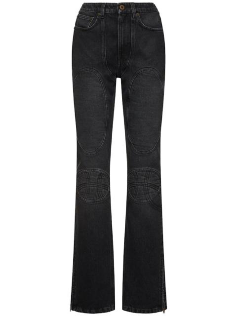 High rise denim straight jeans