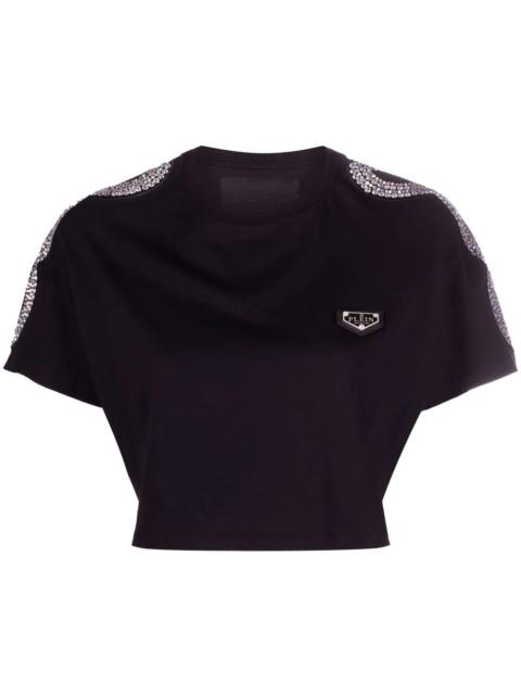 PHILIPP PLEIN crystal-studded crop T-shirt