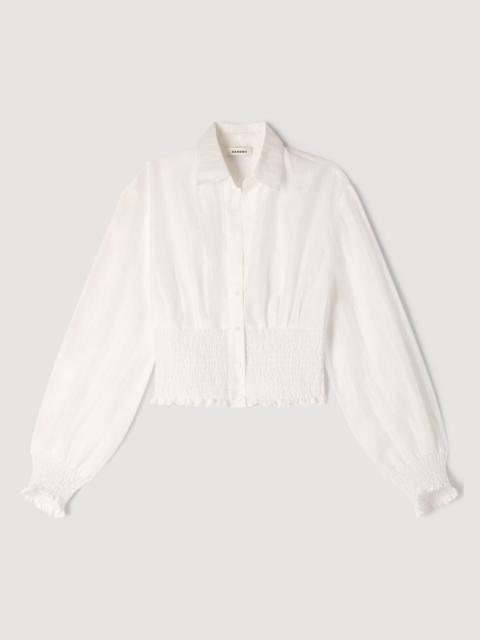 Sandro SMOCKED LINEN SHIRT