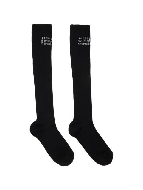 MM6 Maison Margiela Black Rib Knee-High Socks