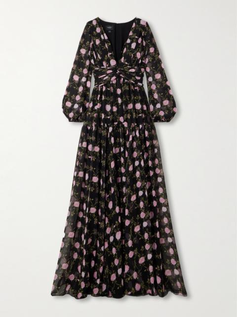 GIAMBATTISTA VALLI Gathered Floral-print Silk-chiffon Gown