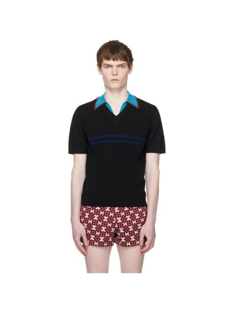 Dries Van Noten Black Merino Wool Polo