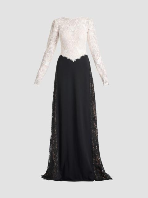 TADASHI SHOJI Women's Vianne Two-Tone Lace A-Line Gown - Ivory Black