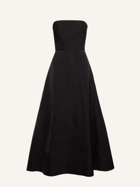 Strapless lace-detail midi dress in black