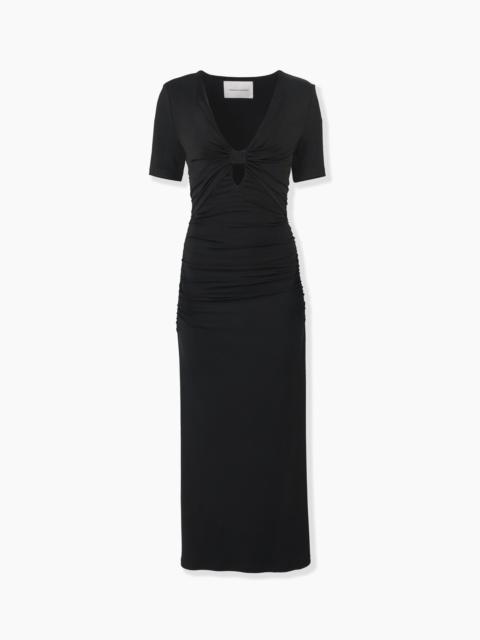 CAROLINA HERRERA Ruched Jersey V-Neck Midi Dress