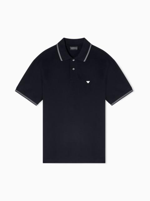 EMPORIO ARMANI SLIM-FIT STRETCH PIQUÉ POLO SHIRT WITH MICRO EAGLE
