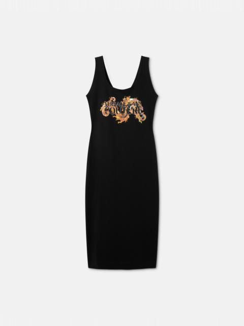 VERSACE JEANS COUTURE Printed Embroidered Cotton-Jersey Long Dress