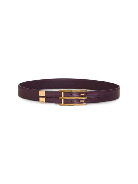 rectangle-buckle leather belt