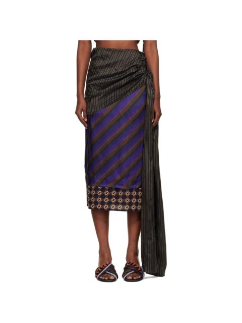 Dries Van Noten Purple Layered Tie Motif Midi Skirt