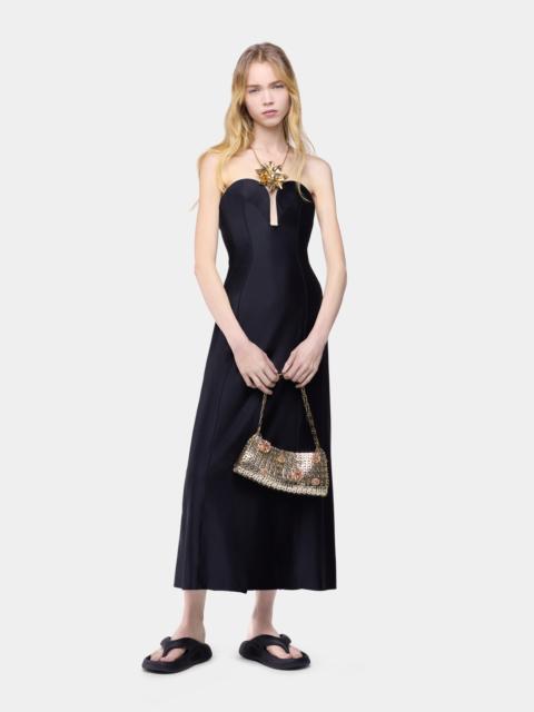 rabanne MIDI DRESS IN BLACK VISCOSE JERSEY WITH STRUCTURED HEART-SHAPPED BUSTIER