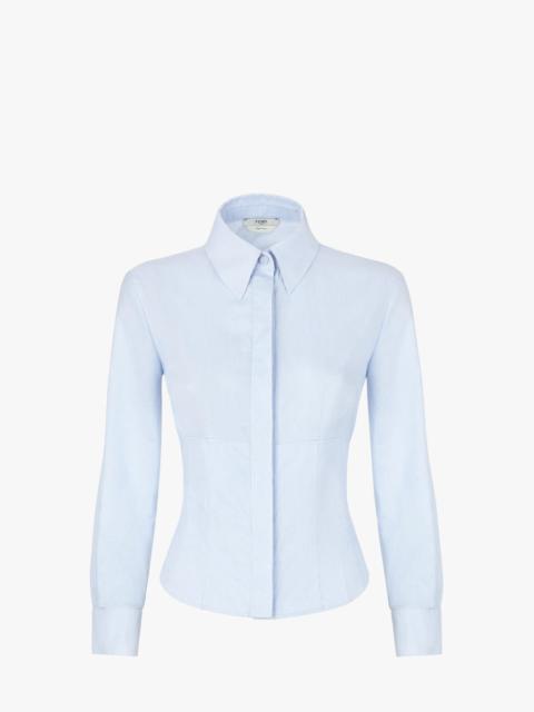 FENDI Light blue micro pinstripe cotton shirt