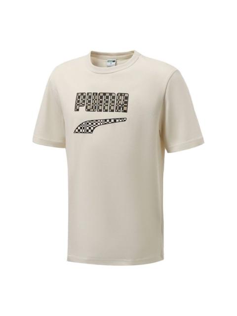 PUMA PUMA Funny Logo Printing Sports Round Neck Short Sleeve Creamy White 533042-73