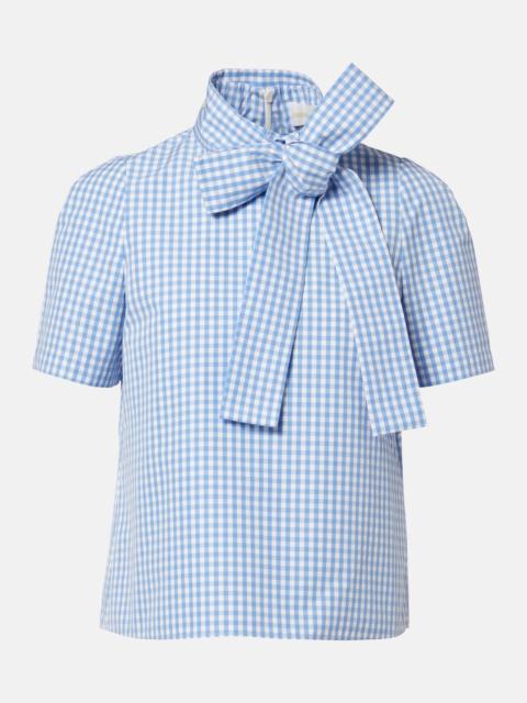 SHUSHU/TONG Bow-detail gingham cotton top