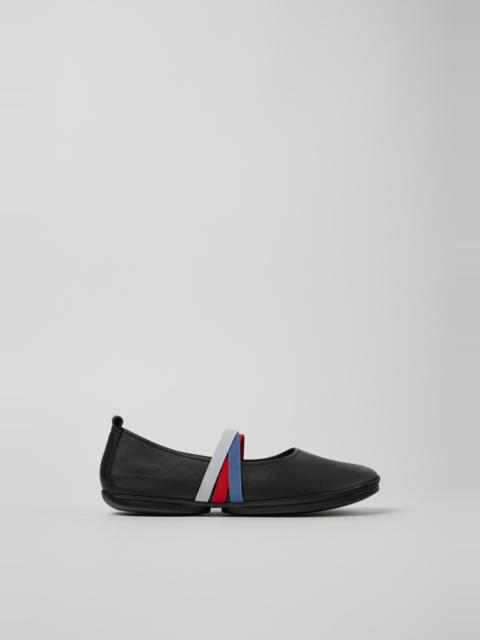 CAMPER Twins Black Leather Moccasins and Ballerinas for Women.