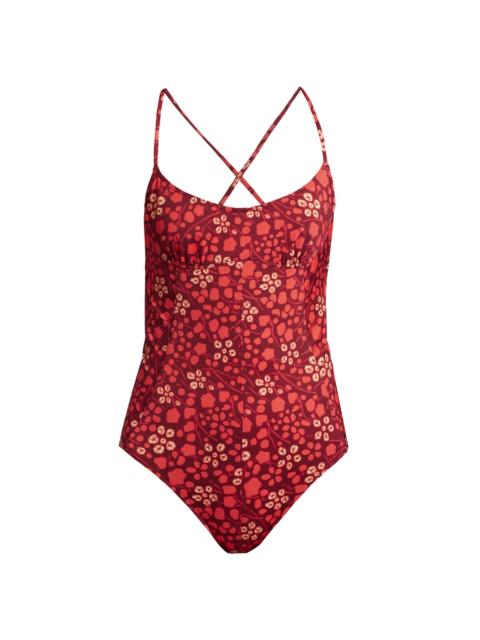 ULLA JOHNSON Women's Positano Maillot Abstract Strappy One-Piece Swimsuit - Coral