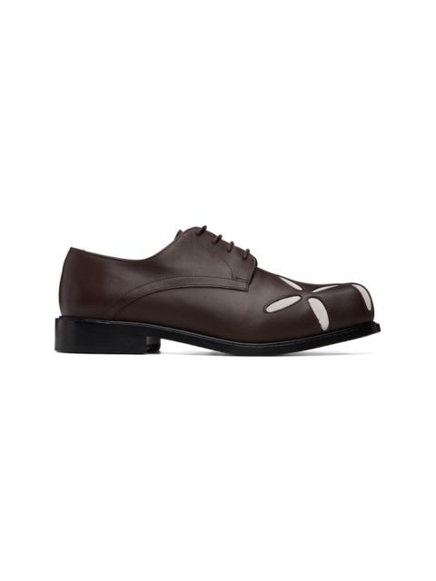 STEFAN COOKE Brown Slashed Square Toe Derbys