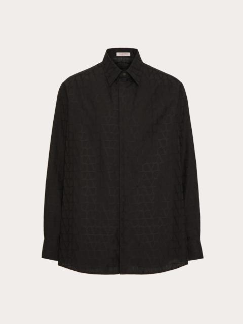 Valentino COTTON POPLIN SHIRT WITH TOILE ICONOGRAPHE PATTERN