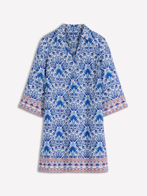 BODEN Carmen Linen Short Dress-Bright Blue, Elaborate Terrace
