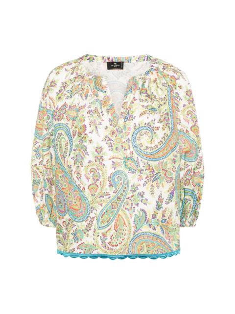 paisley-print cotton blouse