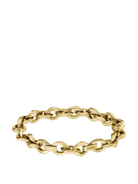 BOSS GOLD-TONE BRACELET WITH PETAL-SHAPED LINKS