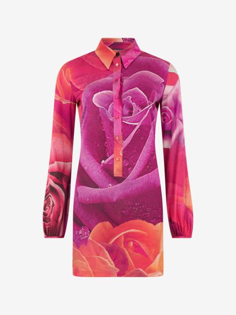 Roberto Cavalli Mini Dress With Garden Rose Print