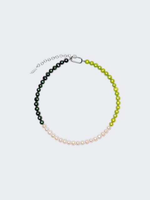 VEERT The Chunk Multi Green Freshwater Pearl Necklace White Gold