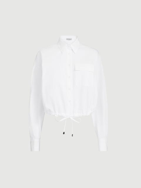 Brunello Cucinelli Cotton poplin cropped shirt with monili