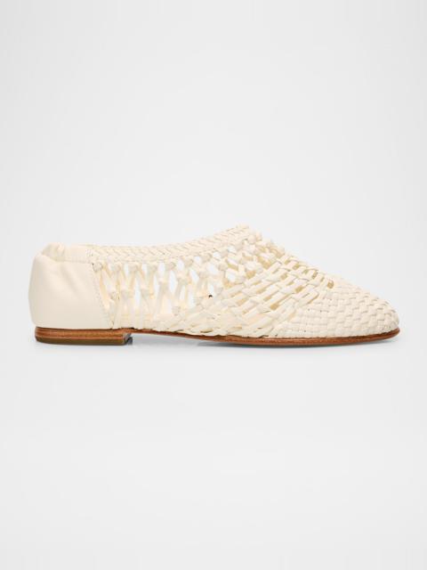 SIMKHAI Eden Woven Leather Ballerina Flats