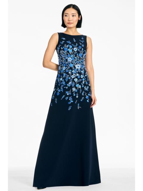 SACHIN & BABI EMBROIDERED RAZIA GOWN - DARK MIDNIGHT