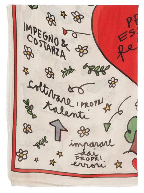 Faliero Sarti Faliero Sarti square stole "To Be Happy" in collaboration with "Short Love Message"