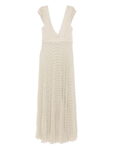 forte_forte V-neck pleated midi dress