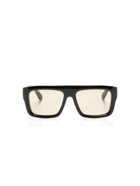 GUCCI logo-engraved rectangle-frame sunglasses