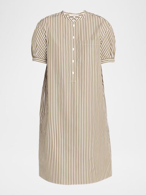 Lafayette 148 New York Striped Puff-Sleeve Shift Dress