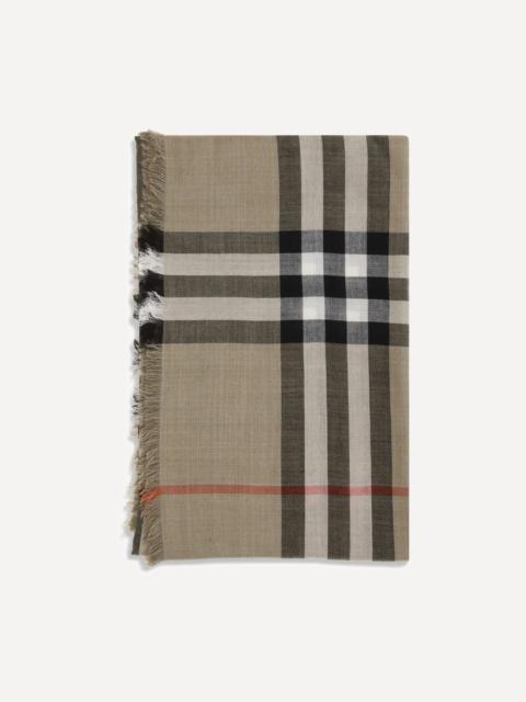 Burberry Check Reversible Wool and Silk Scarf