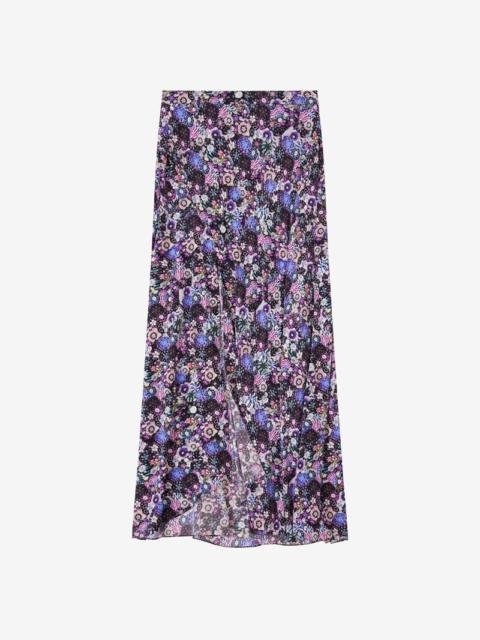 Isabel Marant SAKURA FLORAL STRETCH-SILK LONG SKIRT