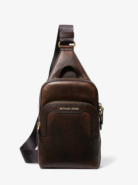 MICHAEL KORS Hudson Burnished Leather Sling Bag